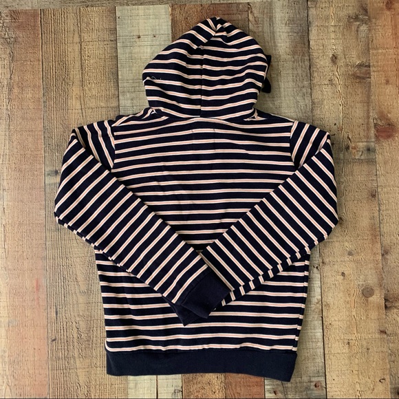 Cotton on womens navy blue orange white striped hoodie sweatshirt hooded sweater - Picture 6 of 7
